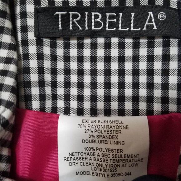 Tribella Black White Gingham Check with Pink Lining Jacket size 6 - Picture 2 of 9